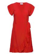 Vifini Wrap S/S Short Dress - Noos Vila Red