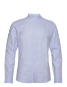 Mandarin Linen Blend Shirt L/S Lindbergh Blue