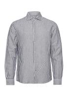 Slim Fit Striped Linen Shirt Mango Navy