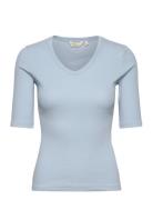 Ludmilla Ss Tee Gots Basic Apparel Blue