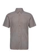 Hudson Aop Stretch Shirt Ss Clean Cut Copenhagen Brown