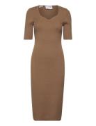 Slfjamina 2/4 Knit Dress Ex Selected Femme Brown