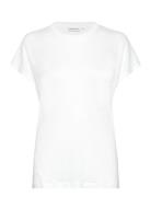 Linen Jersey C-Neck Top Ss Calvin Klein White