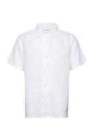 Box Fit Short Sleeved Linen Shirt G Knowledge Cotton Apparel White