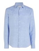 Linen Solid Slim Shirt Calvin Klein Blue