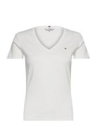 Slim Cody Rib V-Neck Ss Tommy Hilfiger White