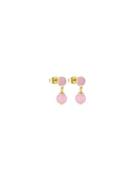 Ball Beads Earhangers Design Letters Pink