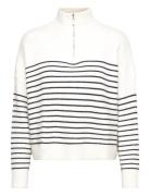 Striped Sweater With Zip Mango White