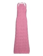 Crochet Long Dress Mango Pink