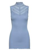 Rwbenita Sl Turtleneck Lace Top Rosemunde Blue