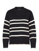 Vmsaba Ls O-Neck Stripe Pullover Ga Noos Vero Moda Black