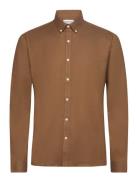 Yarn Dyed Oxford Superflex Shirt L/ Lindbergh Brown