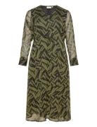 Cardelphine Life L/S Calf Dress Aop ONLY Carmakoma Green