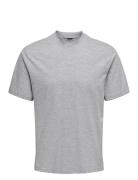 Onsotis Reg Mock Neck Tee Vd ONLY & SONS Grey