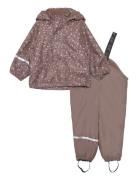 Rainwear Set -Aop, W.fleece CeLaVi Pink