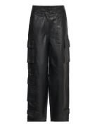 Letho Leather Cargo Trousers Second Female Black