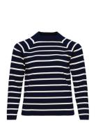 Striped Mockneck Sweater Lauren Women Navy