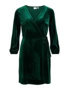 Vikatja L/S Short Velvet Wrap Dress/Ka Vila Green