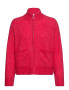 Slfsia Ras Ls Knit Zipper Cardigan Noos Selected Femme Red
