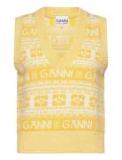 Logo Wool Mix Vest Ganni Yellow