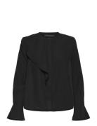 Crepe Light Asymm Frill Shirt French Connection Black