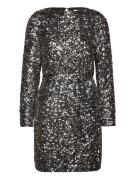 Slfcolyn Ls Short Sequins Dress B Selected Femme Silver