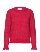 Slfsia Ras Ls Knit Frill Cuff O-Neck B Selected Femme Red