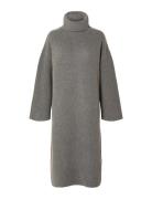Slfnew Elina Ls Knit Highneck Dress B Selected Femme Grey