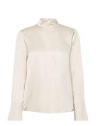 Slfivy Ls Satin Top B Selected Femme Cream