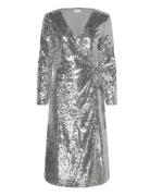 Vijuliana L/S Wrap Midi Sequins Dress/Ka Vila Silver