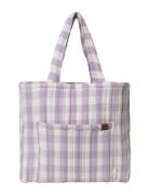 Quilted Tote Bag - Lilac Checks Fabelab Purple