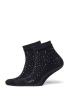 -Pcclaire Fishnet Glitter Socks 2-Pack Pieces Black
