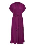 Belted Crepe Dress Lauren Ralph Lauren Purple