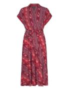 Geo-Striped Belted Crepe Dress Lauren Ralph Lauren Red