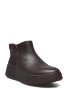 F-Mode Leather Flatform Zip Ankle Boots FitFlop Brown