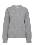 Cable All Over C-Nk Sweater Tommy Hilfiger Grey