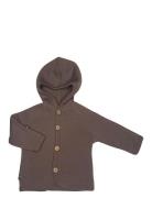 Cardigan Merino Wool W. Buttons And Hoodie, Rose Brown Smallstuff Brow...