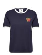 Fia Stacked Logo T-Shirt Double A By Wood Wood Navy