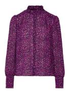 D6Moiré Printed Blouse Dante6 Purple