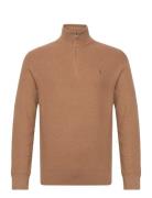 Mesh-Knit Cotton Quarter-Zip Sweater Polo Ralph Lauren Brown