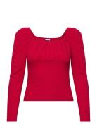 Neija Square Neck Top Bubbleroom Red