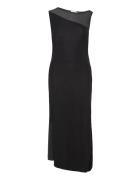 Fluid Jersey Panel Midi Dress Calvin Klein Black