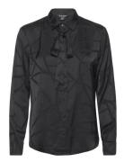 Belting-Motif Jacquard Tie-Neck Shirt Lauren Ralph Lauren Black