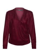 Pleated Velvet Surplice Blouse Lauren Ralph Lauren Red