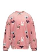 Sweater Velour Aop Animal Face Lindex Pink