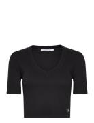 Woven Label Rib V-Neck Tee Calvin Klein Jeans Black