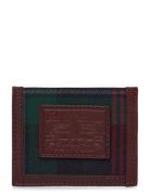 Heritage Plaid Wool & Leather Card Case Polo Ralph Lauren Burgundy
