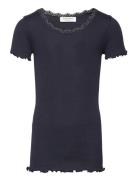 Silk T-Shirt W/ Lace Rosemunde Kids Navy