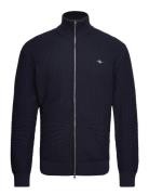 Cotton Texture Zip Cardigan GANT Navy