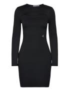 Cut Out Rib Mix Milano Dress Calvin Klein Jeans Black